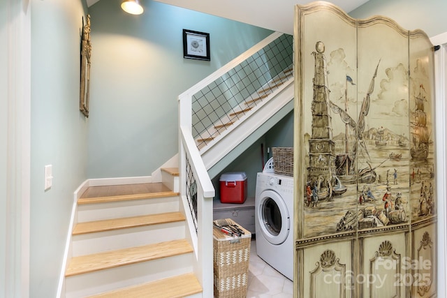 611 Hiawassee Rd, Black Mountain, NC 28711 - stairway featuring washer / dryer