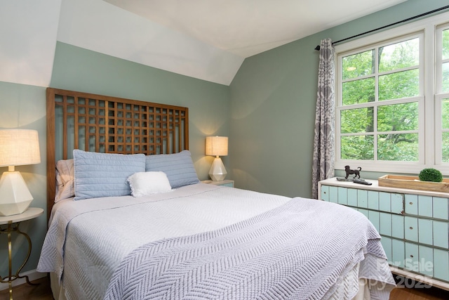 611 Hiawassee Rd, Black Mountain, NC 28711 - bedroom with vaulted ceiling and wood finished floors