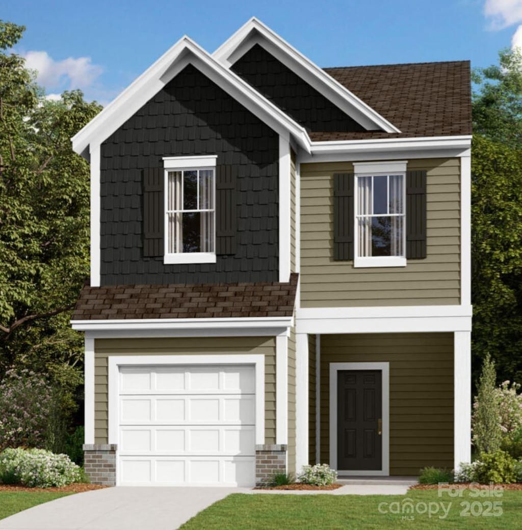 745 Lockhaven Dr NW, Concord, NC 28027 - view of front of home with an attached garage, concrete driveway, and a shingled roof