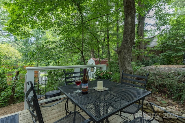112 Byrd Rd, Black Mountain, NC 28711 - wooden terrace with outdoor dining space
