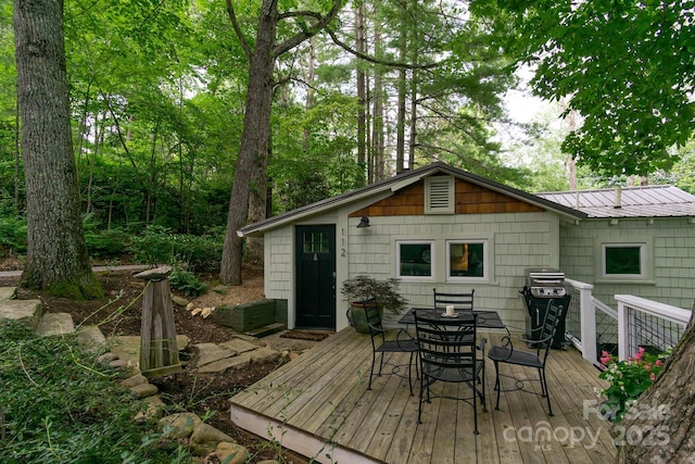 112 Byrd Rd, Black Mountain, NC 28711 - wooden deck featuring area for grilling and outdoor dining area