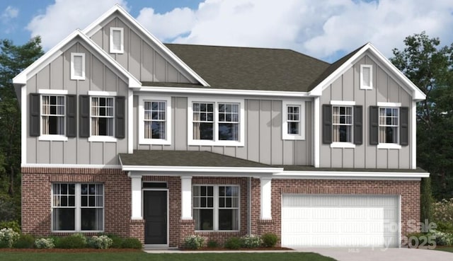 286 Winford Rd, Troutman, NC 28116 - craftsman house featuring brick siding, board and batten siding, concrete driveway, and a garage