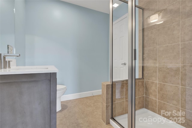 2805 Julian Glen Cir, Waxhaw, NC 28173 - bathroom with vanity, a stall shower, and tile patterned flooring