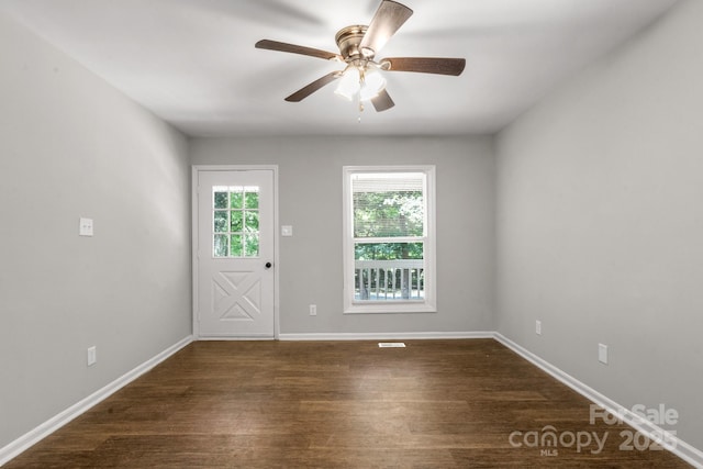 6101 Mcgregor Dr, Charlotte, NC 28227 - unfurnished room with dark wood-style floors and a ceiling fan