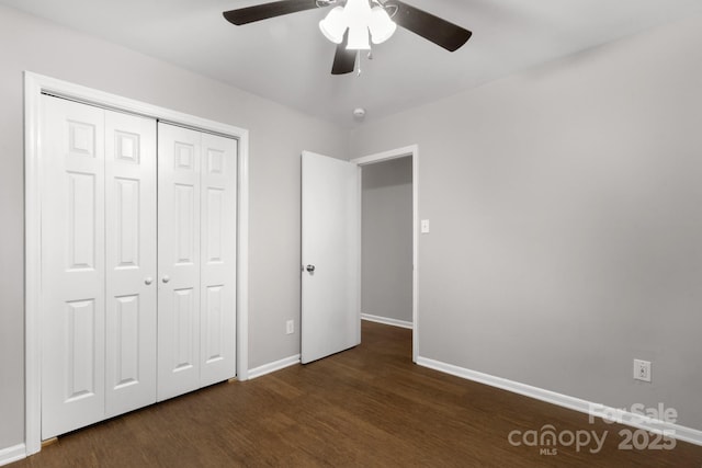 6101 Mcgregor Dr, Charlotte, NC 28227 - unfurnished bedroom featuring wood finished floors, a closet, and ceiling fan