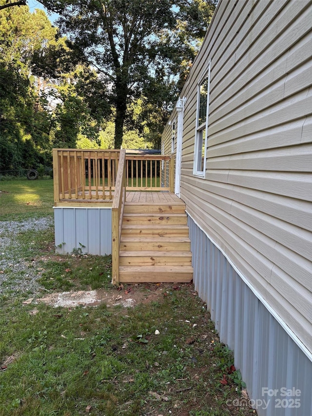 114 Woodberry Dr, Cherryville, NC 28021 - wooden deck with view of wooded area