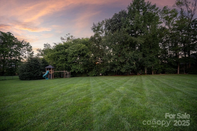 533 Valley Run Dr, Waxhaw, NC 28173 - yard at dusk with a playground