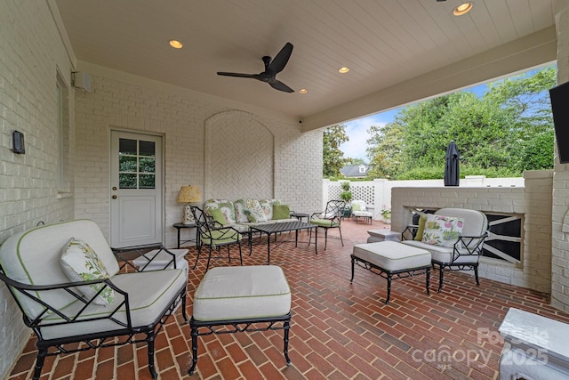 2990 Reynolds Sq, Winston Salem, NC 27106 - view of patio with an outdoor hangout area and a ceiling fan
