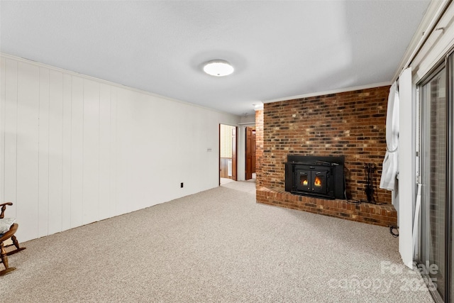 218 Rose St, Mount Holly, NC 28120 - unfurnished living room featuring carpet flooring and ornamental molding