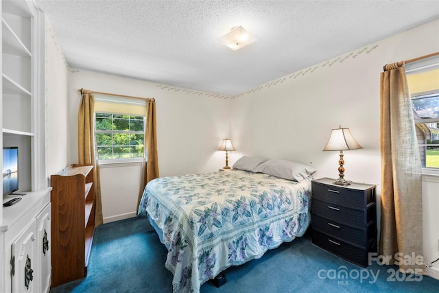 218 Rose St, Mount Holly, NC 28120 - bedroom featuring dark carpet and a textured ceiling