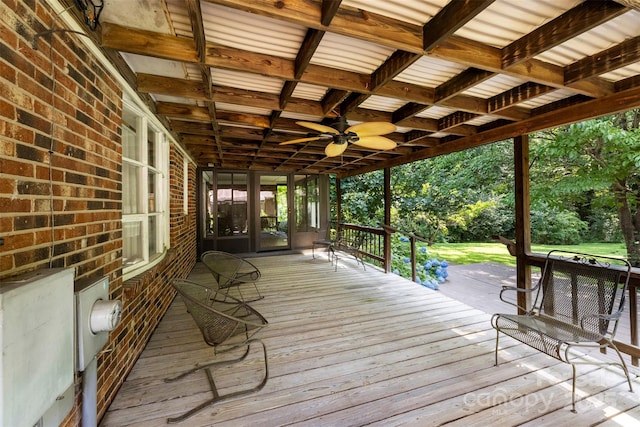 218 Rose St, Mount Holly, NC 28120 - wooden deck featuring ceiling fan