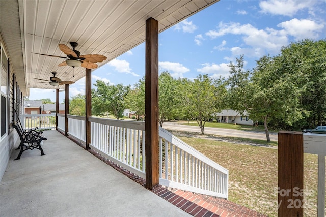 108 W Welsh St, Kershaw, SC 29067 - covered porch featuring ceiling fan