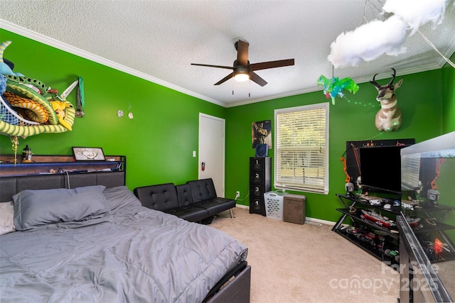 108 W Welsh St, Kershaw, SC 29067 - bedroom featuring ornamental molding, carpet flooring, and a textured ceiling