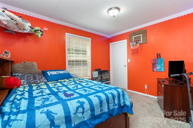 108 W Welsh St, Kershaw, SC 29067 - bedroom featuring crown molding, carpet flooring, and a textured ceiling