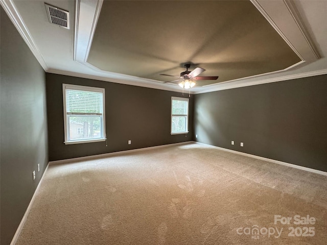 12517 Pine Terrace Ct, Charlotte, NC 28273 - empty room featuring carpet floors, ceiling fan, and crown molding