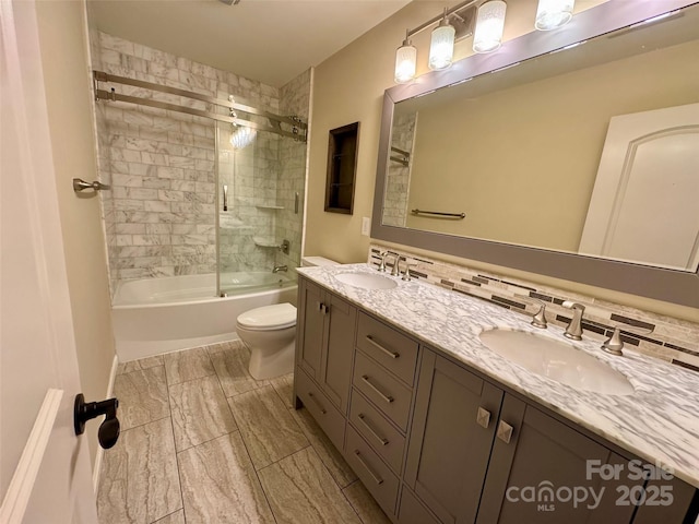 12517 Pine Terrace Ct, Charlotte, NC 28273 - bathroom featuring double vanity and enclosed tub / shower combo