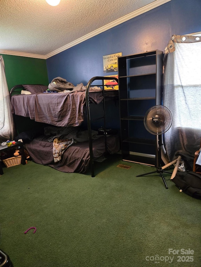 245 Waycross Dr, Rockwell, NC 28138 - carpeted bedroom featuring a textured ceiling and ornamental molding
