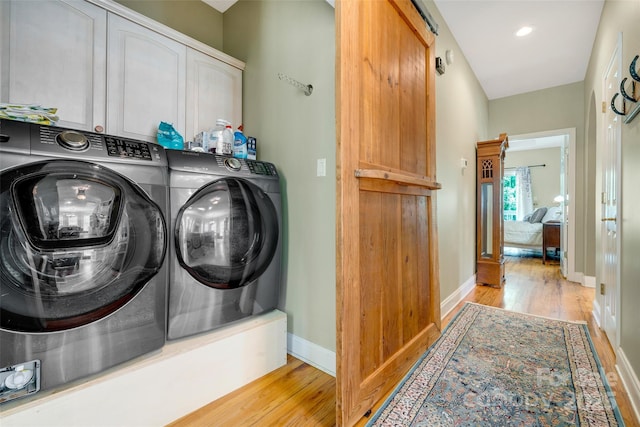 80 Meadow Creek Drive 40 & 61, Weaverville, NC 28787 - laundry area featuring cabinet space, light wood-type flooring, separate washer and dryer, and recessed lighting