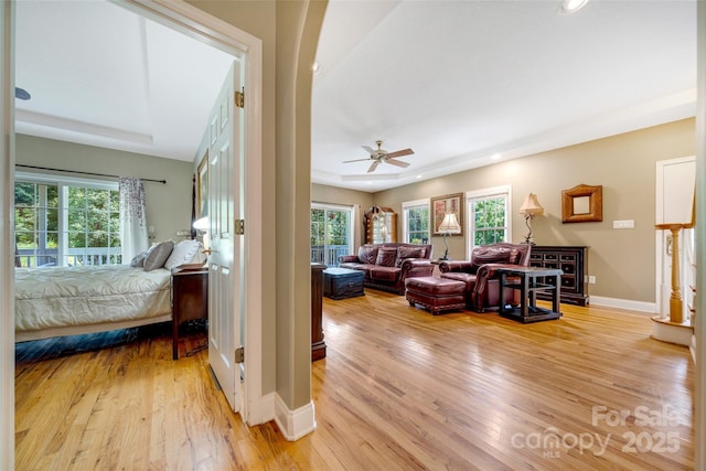 80 Meadow Creek Drive 40 & 61, Weaverville, NC 28787 - bedroom featuring light wood finished floors, multiple windows, recessed lighting, and a ceiling fan