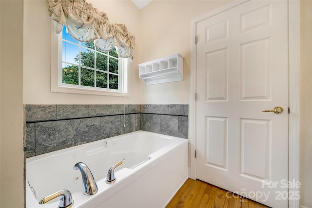 80 Meadow Creek Drive 40 & 61, Weaverville, NC 28787 - full bathroom featuring a jetted tub and wood finished floors