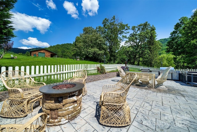 80 Meadow Creek Drive 40 & 61, Weaverville, NC 28787 - view of patio / terrace featuring a fire pit, outdoor dining space, and grilling area