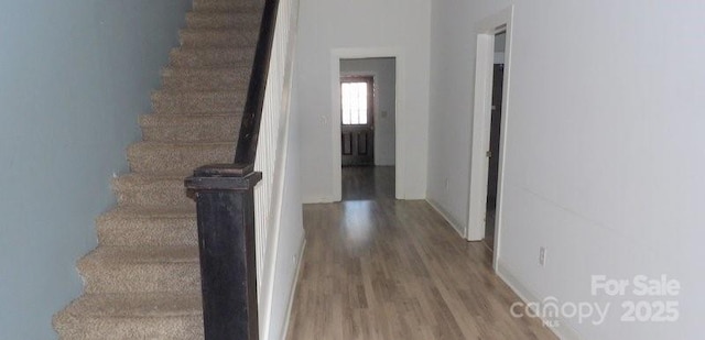 404 Main St N, Clover, SC 29710 - stairs with wood finished floors and baseboards