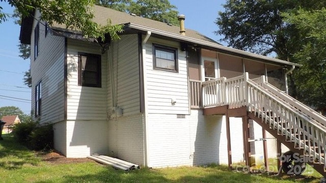 404 Main St N, Clover, SC 29710 - back of house featuring stairs and a sunroom