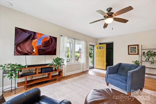 275 Haynes Dr, Salisbury, NC 28146 - living area featuring ceiling fan and wood finished floors