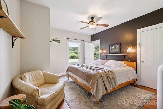 275 Haynes Dr, Salisbury, NC 28146 - bedroom with wood finished floors and ceiling fan