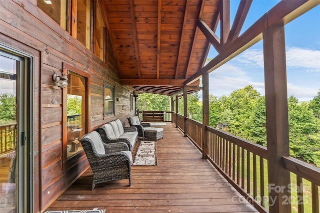 279 Outback Trl, Nebo, NC 28761 - wooden terrace with outdoor lounge area