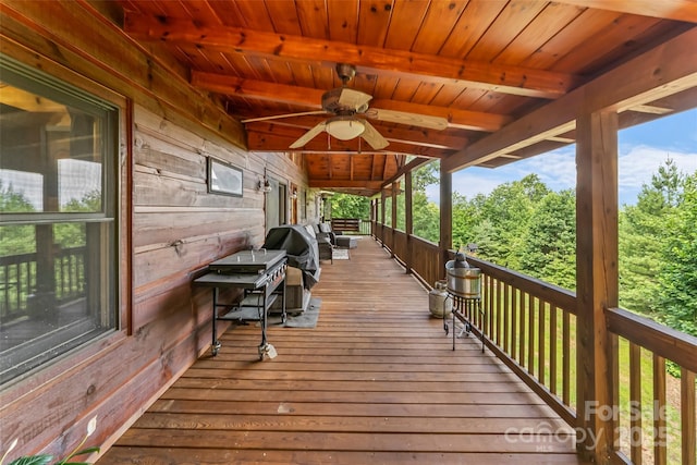 279 Outback Trl, Nebo, NC 28761 - wooden deck featuring ceiling fan