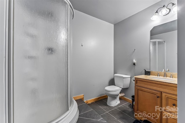 279 Outback Trl, Nebo, NC 28761 - bathroom featuring a shower stall, vanity, and tile patterned floors