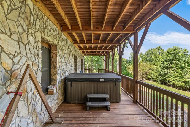 279 Outback Trl, Nebo, NC 28761 - wooden terrace with a hot tub