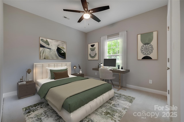 521 Tram Rd, Lancaster, SC 29720 - bedroom with carpet flooring, a ceiling fan, and an office area