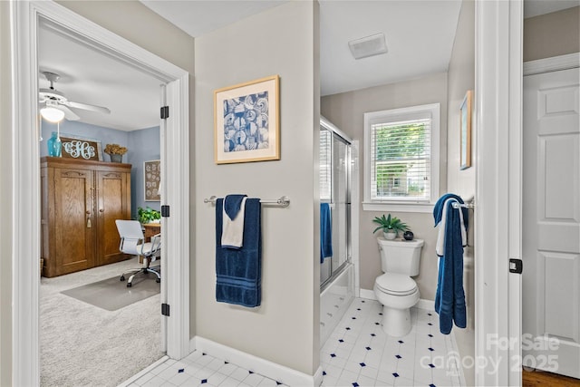 6716 Southby Ct, Charlotte, NC 28270 - bathroom with bath / shower combo with glass door and tile patterned floors
