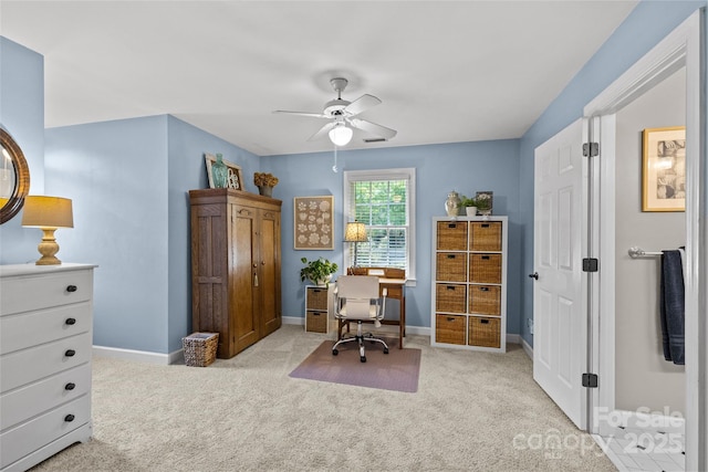 6716 Southby Ct, Charlotte, NC 28270 - carpeted office featuring a ceiling fan and baseboards