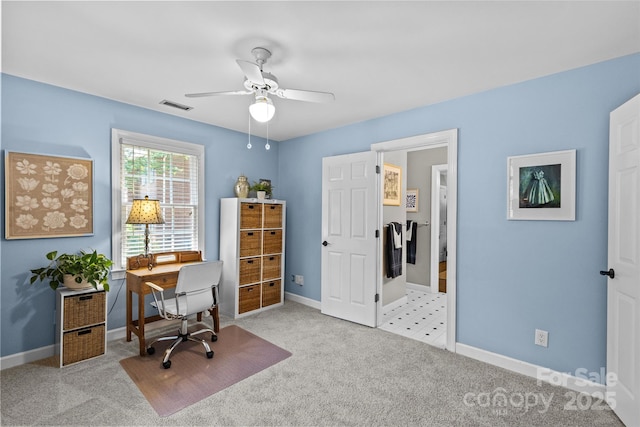 6716 Southby Ct, Charlotte, NC 28270 - home office featuring a ceiling fan and carpet