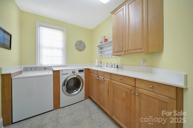 166 Atlantic Way, Mooresville, NC 28117 - washroom featuring separate washer and dryer, cabinet space, and light tile patterned floors