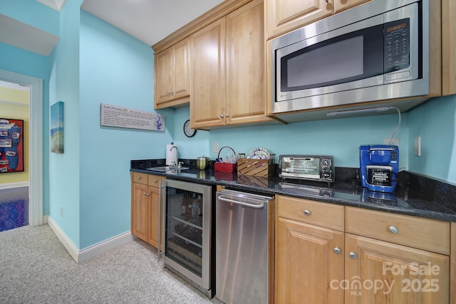 166 Atlantic Way, Mooresville, NC 28117 - bar featuring stainless steel microwave, beverage cooler, and light colored carpet