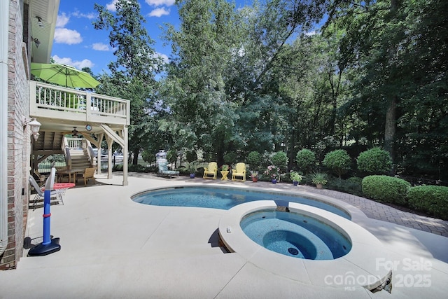 166 Atlantic Way, Mooresville, NC 28117 - view of pool featuring a patio, stairway, and a pool with connected hot tub