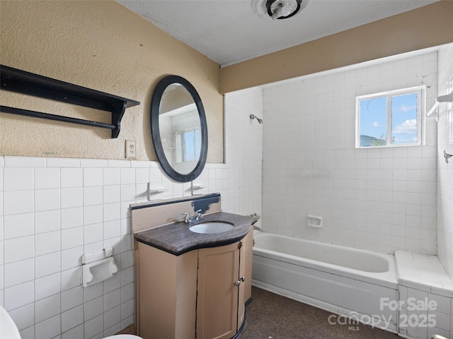 51 Riverbend St, Waynesville, NC 28786 - full bathroom with vanity, shower / bathtub combination, and tile walls