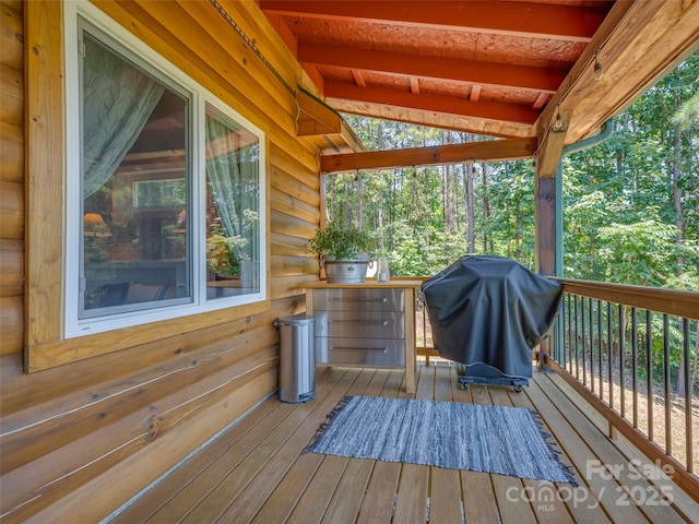 334 Arbra Mountain Way, Bostic, NC 28018 - wooden terrace with grilling area