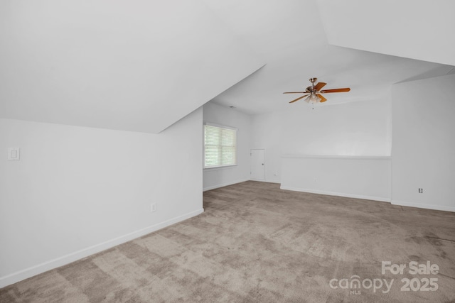 5138 Foxbriar Trl, Charlotte, NC 28269 - bonus room with lofted ceiling, ceiling fan, and carpet flooring