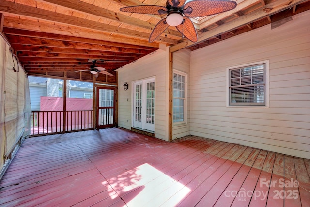 5138 Foxbriar Trl, Charlotte, NC 28269 - wooden terrace featuring ceiling fan