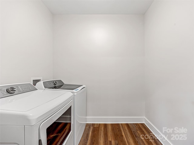 297 Bethany Dr, Mars Hill, NC 28754 - laundry area featuring separate washer and dryer and dark wood finished floors