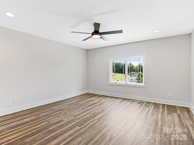 297 Bethany Dr, Mars Hill, NC 28754 - empty room featuring wood finished floors, ceiling fan, and recessed lighting