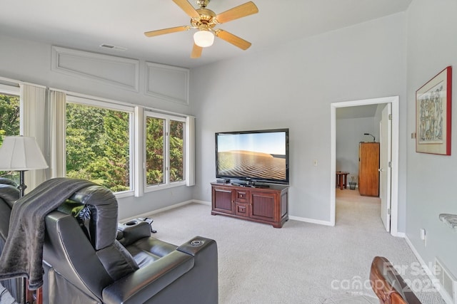 25 Hazel Ct, Brevard, NC 28712 - carpeted living room with baseboards and ceiling fan