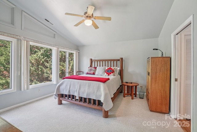 25 Hazel Ct, Brevard, NC 28712 - bedroom with vaulted ceiling, carpet floors, and a ceiling fan