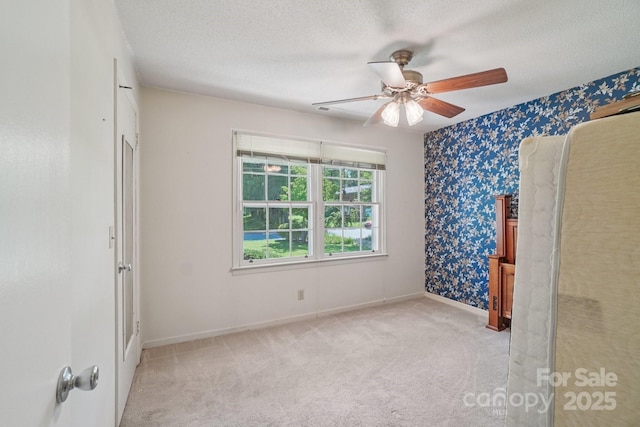 25 Hazel Ct, Brevard, NC 28712 - unfurnished room with wallpapered walls, a ceiling fan, carpet floors, and a textured ceiling