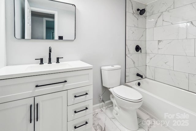 201 Hoyle Cir, Gastonia, NC 28052 - full bathroom with vanity, marble look tiles, and shower / washtub combination